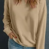 Best Dear-Lover Solid Classic Crewneck Pullover Sweatshirt Khaki