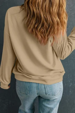 Best Dear-Lover Solid Classic Crewneck Pullover Sweatshirt Khaki