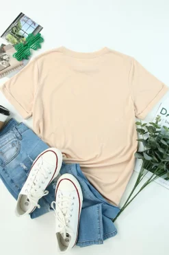 Outlet Dear-Lover Solid Color Crew Neck Tee Khaki