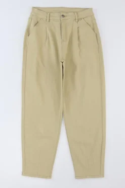 Hot Dear-Lover Solid High Waist Casual Pants Khaki