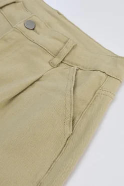 Hot Dear-Lover Solid High Waist Casual Pants Khaki
