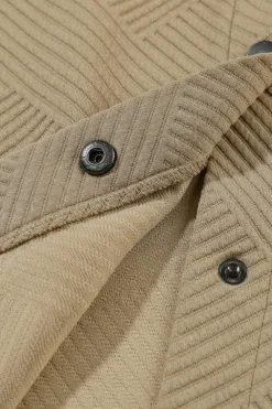 Outlet Dear-Lover Solid Textured Flap Pocket Buttoned Shacket Khaki