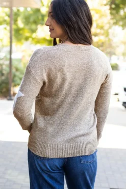 New Dear-Lover Star Pattern Drop Shoulder Sweater Khaki