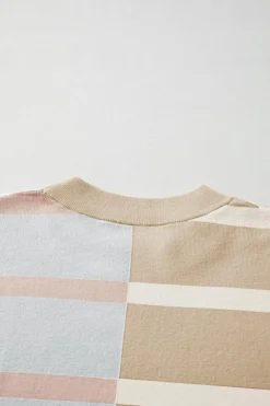 New Dear-Lover Colorblock Oversized Sweater Khaki Stripe