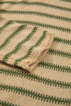 Clearance Dear-Lover Drop Shoulder Casual Sweater Khaki Stripe