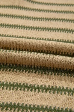 Clearance Dear-Lover Drop Shoulder Casual Sweater Khaki Stripe