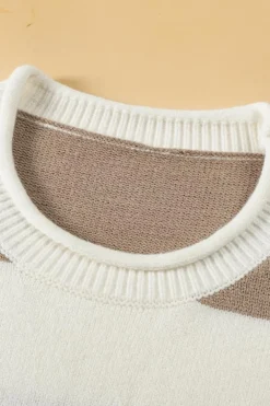 Outlet Dear-Lover Dropped Short Sleeve Lightweight Knitted Top Khaki Stripe