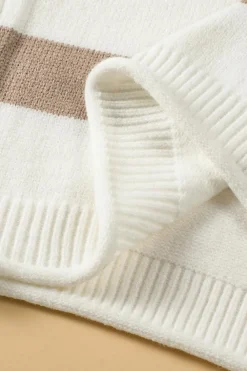 Outlet Dear-Lover Dropped Short Sleeve Lightweight Knitted Top Khaki Stripe