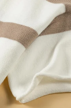 Outlet Dear-Lover Dropped Short Sleeve Lightweight Knitted Top Khaki Stripe