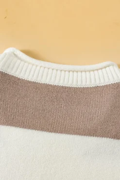 Outlet Dear-Lover Dropped Short Sleeve Lightweight Knitted Top Khaki Stripe