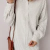 Best Dear-Lover Long Sleeve Button Up Mini Shirt Dress Khaki Stripe