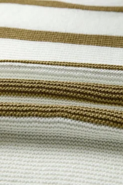 Sale Dear-Lover Tie Open Side Sweater Knitted Top Khaki Stripe