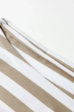 Fashion Dear-Lover Striped Boat Neck Long Sleeve Top Khaki