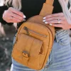 Clearance Dear-Lover Vintage Multi Pockets Sling Bag Khaki