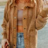 New Dear-Lover Vintage Washed Flap Pocket Button Shacket Khaki