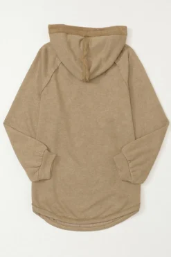 Outlet Dear-Lover Waffled Expose Seam Drawstring Hoodie Khaki