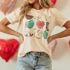 Fashion Dear-Lover Western Fashion Valentine Graphic T-shirt Khaki