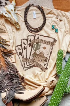 New Dear-Lover Western Poker Cards Graphic T Shirt Khaki