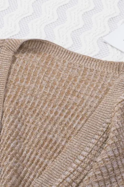 Best Dear-Lover Wrap V Neck Waffle Sweater Khaki