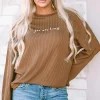 Hot Dear-Lover You Are Loved Print Corduroy Sweatshirt Khaki