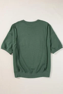 Outlet Dear-Lover Exposed Seam Chest Pocket Split Loose T Shirt Laurel Green