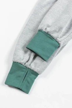 Clearance Dear-Lover Exposed Seam Contrast Edge Notched Neck Sweatshirt Laurel Green