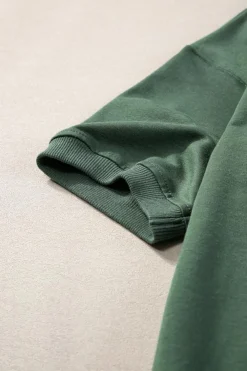 Outlet Dear-Lover Exposed Seam Chest Pocket Split Loose T Shirt Laurel Green
