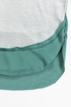 Clearance Dear-Lover Exposed Seam Contrast Edge Notched Neck Sweatshirt Laurel Green