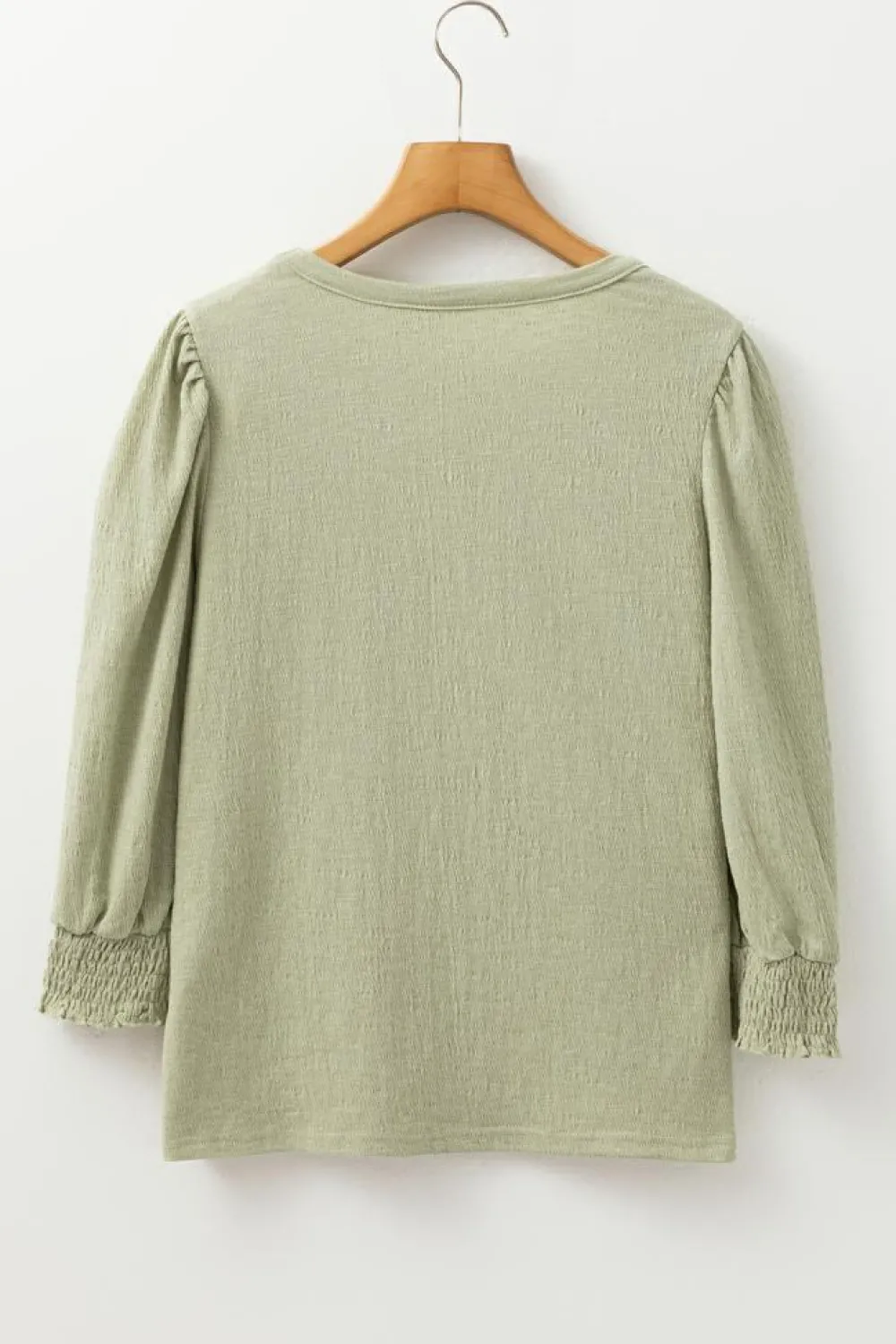 Hot Dear-Lover Textured Round Neck Half Sleeve Blouse Laurel Green