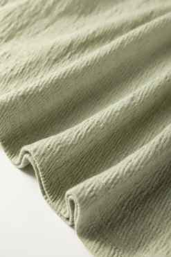 Hot Dear-Lover Textured Round Neck Half Sleeve Blouse Laurel Green