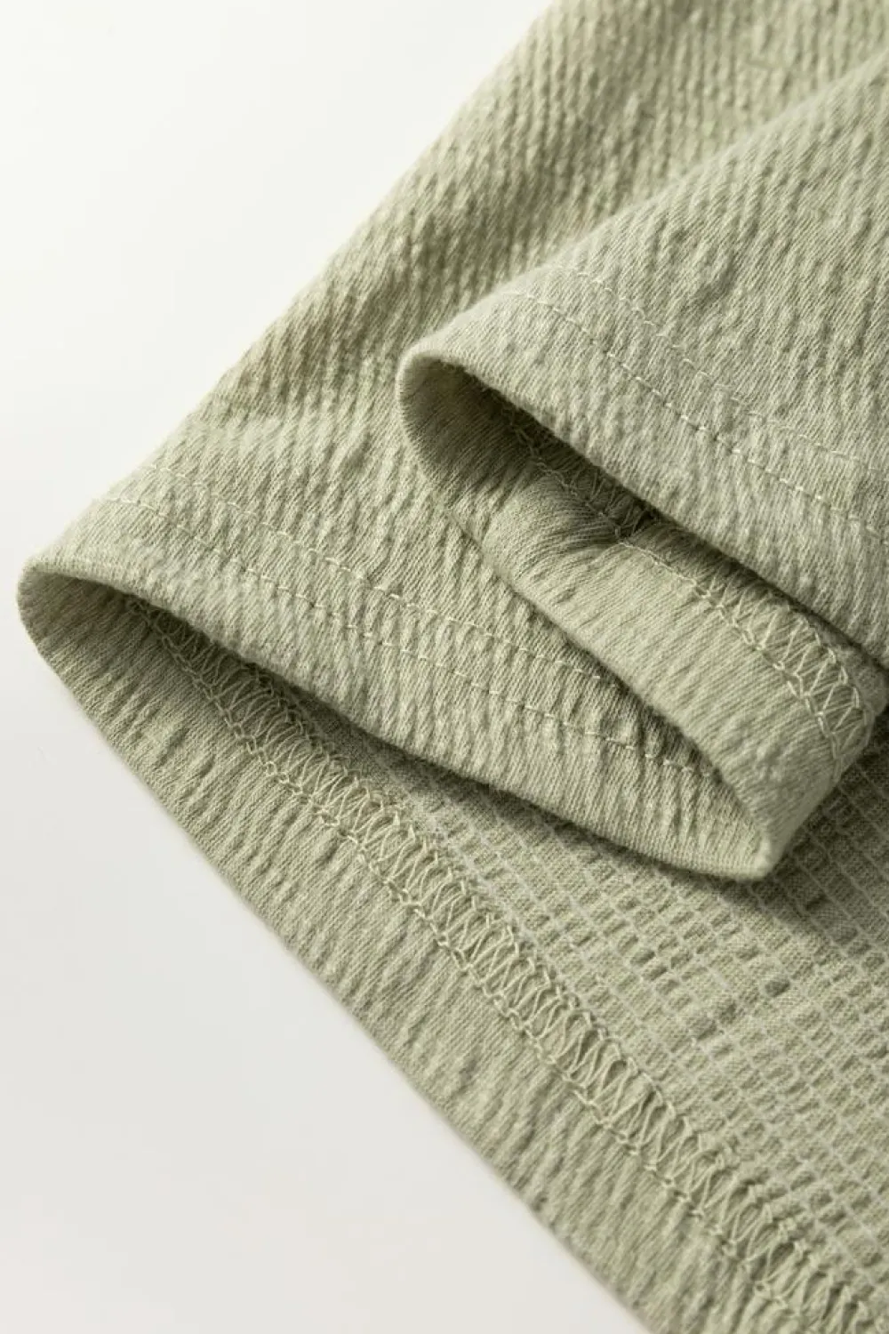 Hot Dear-Lover Textured Round Neck Half Sleeve Blouse Laurel Green