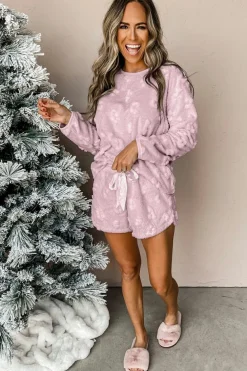 Outlet Dear-Lover Textured Leopard Fleece Loose Two Piece Lounge Set Lavendula