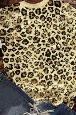 Fashion Dear-Lover Bleached O-neck T Shirt Leopard