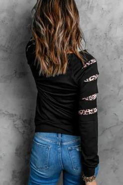 Clearance Dear-Lover Leopard Insert Sweatshirt Black