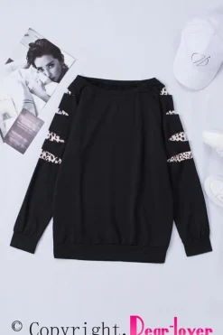 Clearance Dear-Lover Leopard Insert Sweatshirt Black