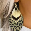 Online Dear-Lover Hollow Out Leave Shape Drop Earrings Leopard