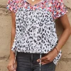 Discount Dear-Lover Mix Print Tassel Tie Blouse Leopard