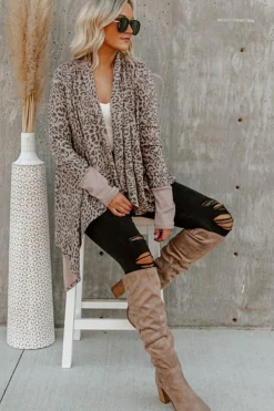 Fashion Dear-Lover Open Front Cardigan Leopard