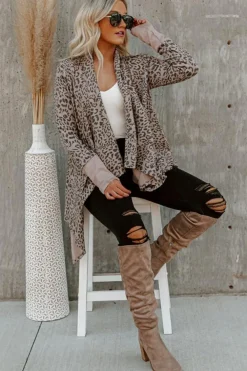 Fashion Dear-Lover Open Front Cardigan Leopard