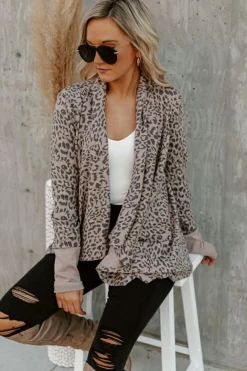 Fashion Dear-Lover Open Front Cardigan Leopard