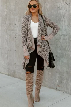 Fashion Dear-Lover Open Front Cardigan Leopard
