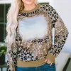 Hot Dear-Lover Print Bleached Long Sleeve Top Leopard
