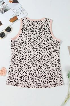 Hot Dear-Lover Print Round Neck Tank Top Leopard