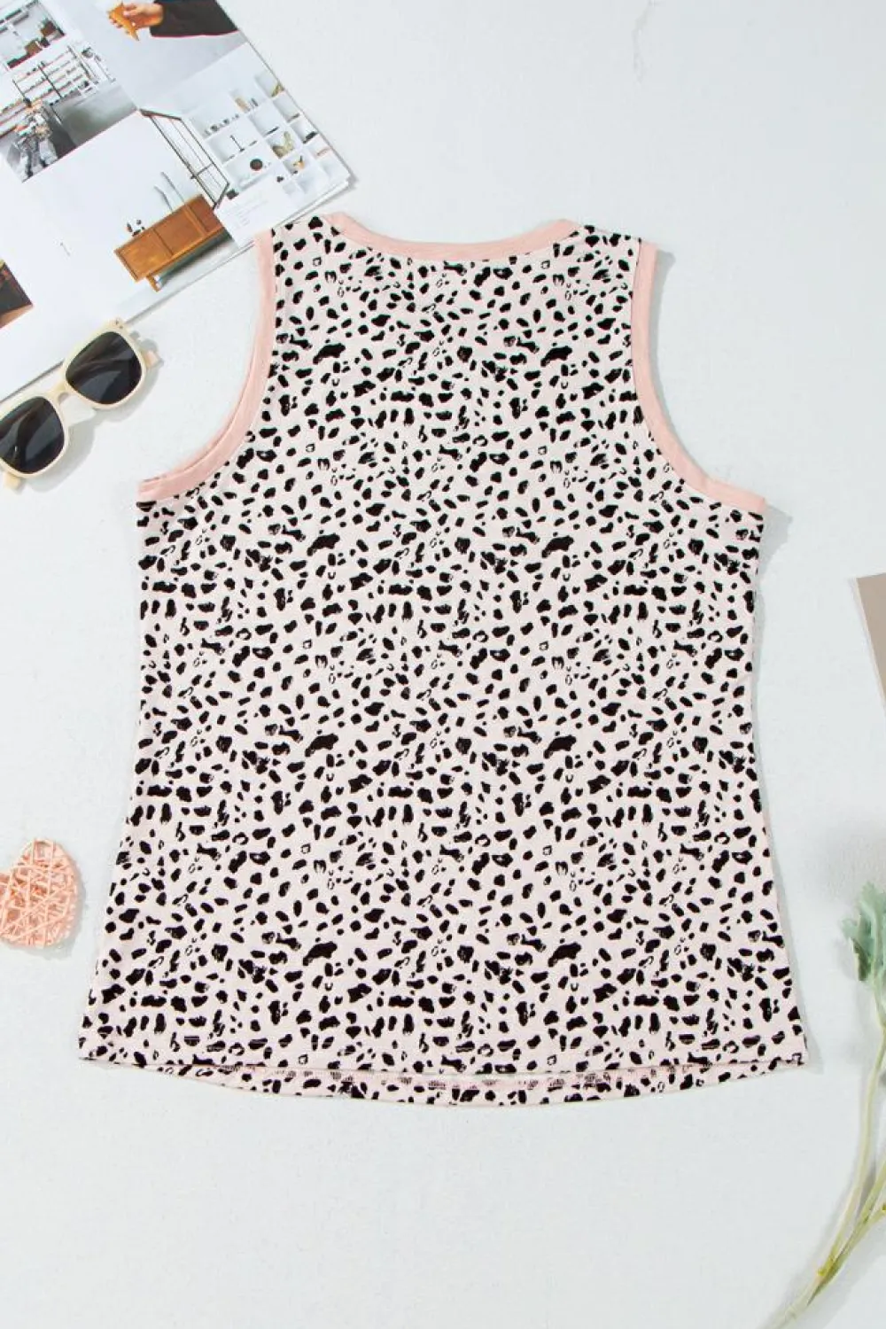 Hot Dear-Lover Print Round Neck Tank Top Leopard