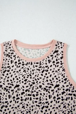 Hot Dear-Lover Print Round Neck Tank Top Leopard