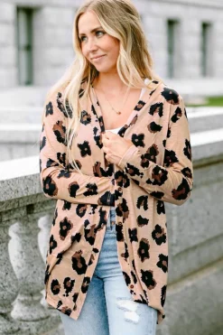 Online Dear-Lover Printed Open Front Cardigan Leopard