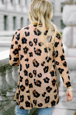 Online Dear-Lover Printed Open Front Cardigan Leopard