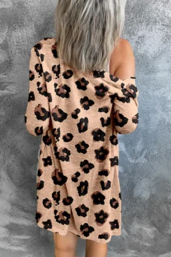 Online Dear-Lover Printed Open Front Cardigan Leopard