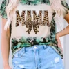 Fashion Dear-Lover Tie Dye MAMA Bow Print Graphic Tee Leopard