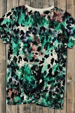 Fashion Dear-Lover Tie Dye MAMA Bow Print Graphic Tee Leopard